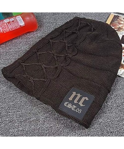 Van Caro Slouchy Beanie Knit Hat Winter Warm Skull Cap Fleece Lining Beanie Hat for Men Coffee $11.49 Skullies & Beanies