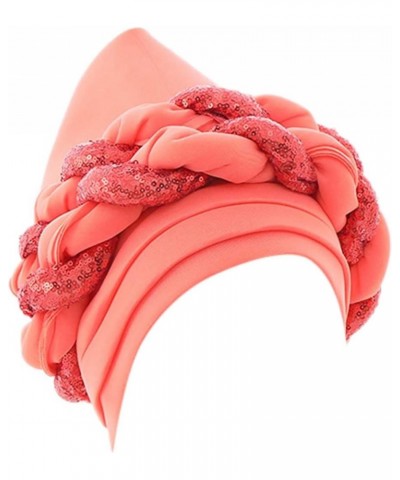 Women Turban Flower Caps Twisted Pleated Headwrap Breathable Lightweight Turban Hair Cover Beanie Hats Watermelon Red 2 $7.92...