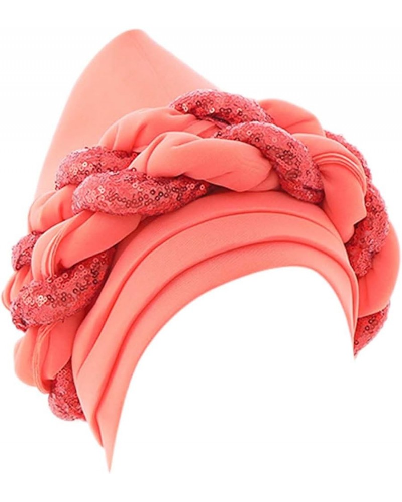 Women Turban Flower Caps Twisted Pleated Headwrap Breathable Lightweight Turban Hair Cover Beanie Hats Watermelon Red 2 $7.92...