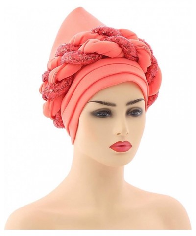 Women Turban Flower Caps Twisted Pleated Headwrap Breathable Lightweight Turban Hair Cover Beanie Hats Watermelon Red 2 $7.92...