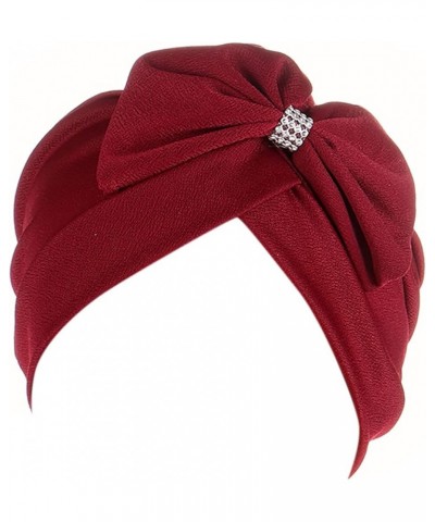 Ethnic Turban Wrap Headwear Bowknot Turban Head Hat Cancer Bohemian Braid Hair Cap Cap Blue Steel Headband Blue,wine $7.37 Sk...