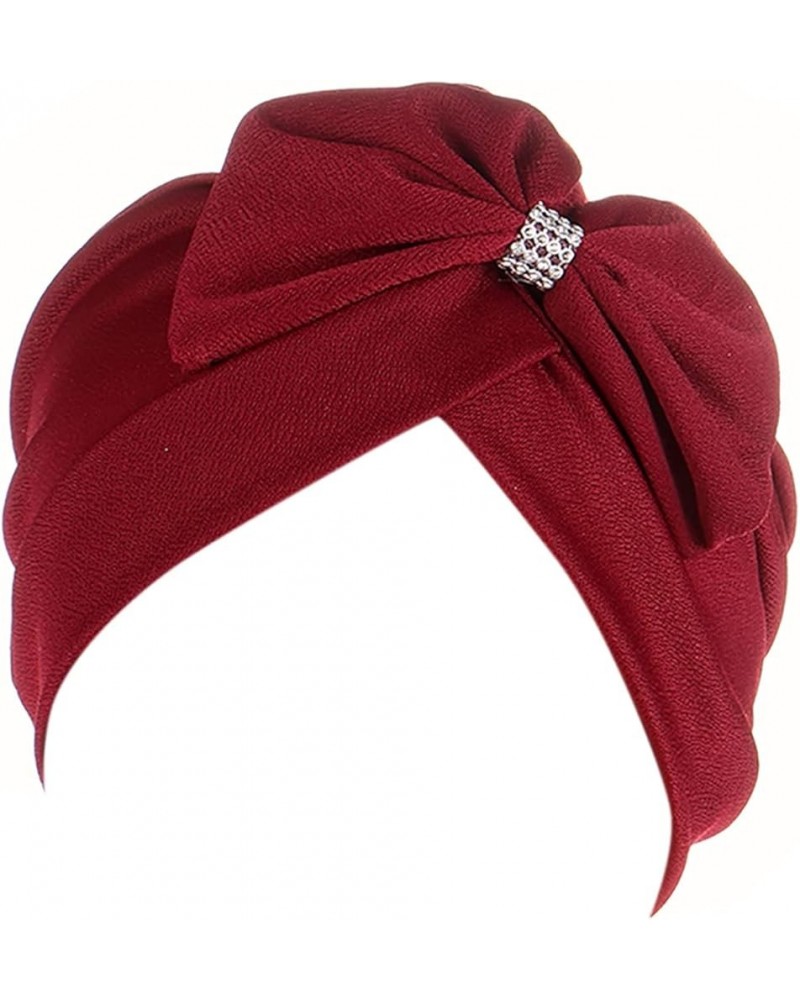 Ethnic Turban Wrap Headwear Bowknot Turban Head Hat Cancer Bohemian Braid Hair Cap Cap Blue Steel Headband Blue,wine $7.37 Sk...