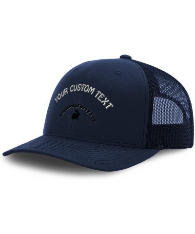 Custom Custom Trucker Hat Baseball Cap American Fuzzy Lop Lop Cotton Breed Dad Hats for Men & Women Navy Personalized Text He...