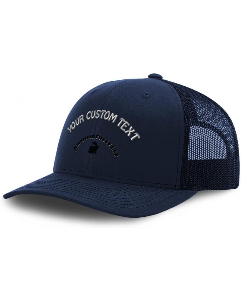 Custom Custom Trucker Hat Baseball Cap American Fuzzy Lop Lop Cotton Breed Dad Hats for Men & Women Navy Personalized Text He...