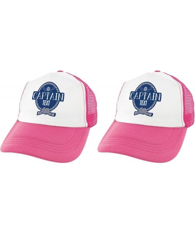 Boat Gifts Captain Your Text Nautical Customized Hats Boat Captains Hat Personalized Trucker Hat Pink 2 $72.52 Baseball Caps