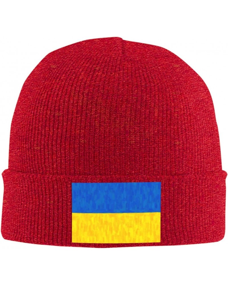 Ukraine Flag Oil Painted Beanie Hat Skull Knit Warm Cap Women Men Soft Stretch for Winter4 Red $15.10 Skullies & Beanies