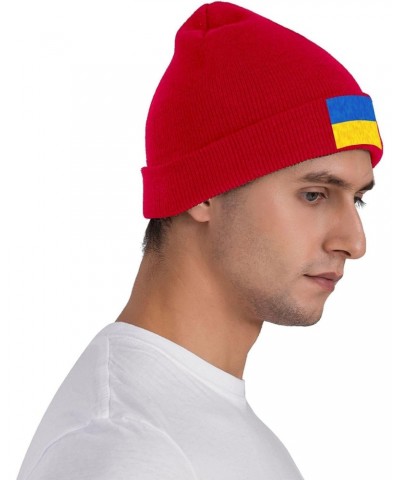 Ukraine Flag Oil Painted Beanie Hat Skull Knit Warm Cap Women Men Soft Stretch for Winter4 Red $15.10 Skullies & Beanies