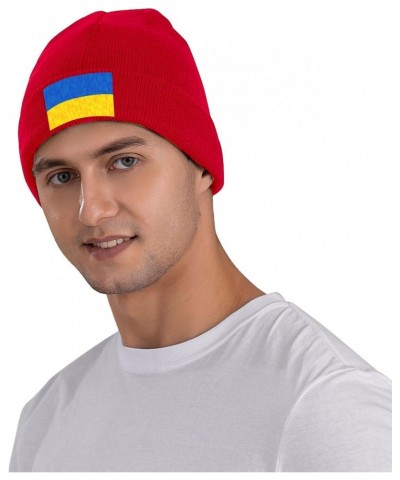 Ukraine Flag Oil Painted Beanie Hat Skull Knit Warm Cap Women Men Soft Stretch for Winter4 Red $15.10 Skullies & Beanies