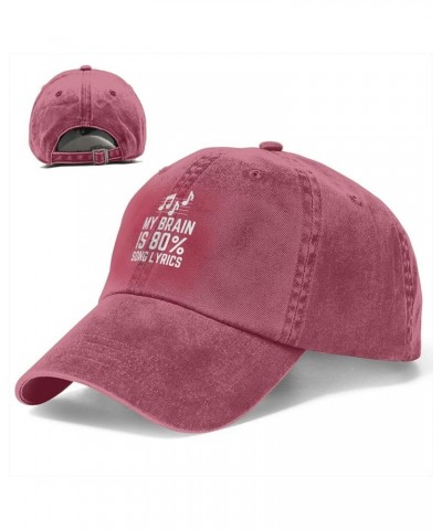 My Brain is 80% Song Lyrics Hat Men's Black Distressed Baseabll Cap Funny Dad Hat Adjustable Red $12.97 Baseball Caps