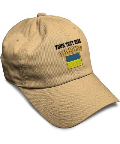 Soft Baseball Cap Ukraine Flag Embroidery Flags World Cup Soccer Cotton Embroidered Dad Hats for Men & Women Khaki Personaliz...