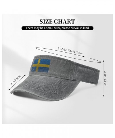 Flag of Sweden Knitting Effect Sun Visor Hats for Women Men Adjustable Sports Sun Hats Cotton Golf Cap Gray $12.14 Visors