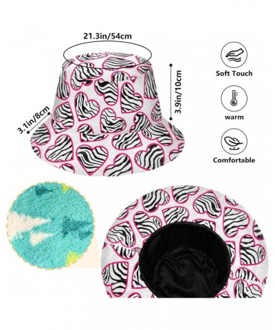 Zebra Print Hearts Bucket Hat for Women Men Packable Bucket Hat Unisex Fishing Cap for Fall Winter Travel Camp Multicolor $9....