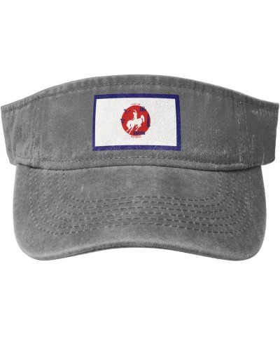 Flag of Casper, Wyoming Sun Visor Hats for Women Men Sun Hat Vintage Golf Hat Adjustable Baseball Cap Gray $13.62 Visors