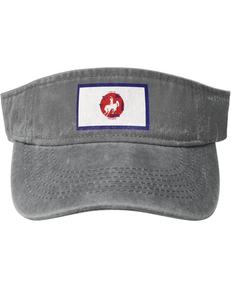 Flag of Casper, Wyoming Sun Visor Hats for Women Men Sun Hat Vintage Golf Hat Adjustable Baseball Cap Gray $13.62 Visors