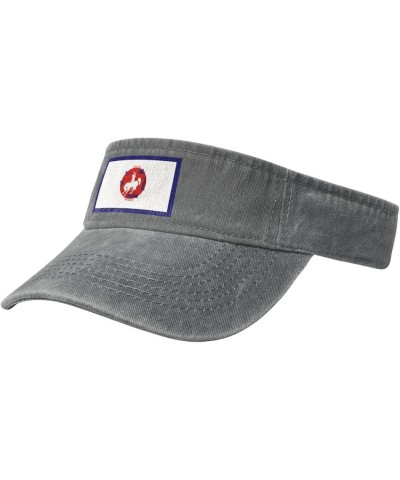 Flag of Casper, Wyoming Sun Visor Hats for Women Men Sun Hat Vintage Golf Hat Adjustable Baseball Cap Gray $13.62 Visors