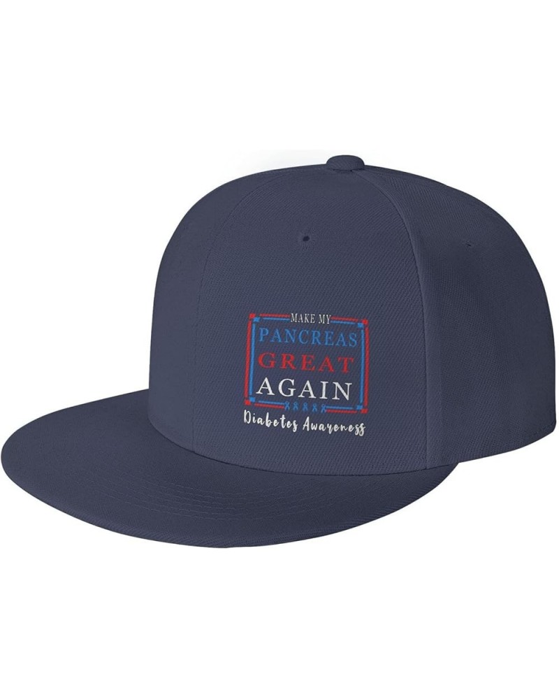 Snapback Baseball Cap Make My Pancreas Great Again Diabetes Awareness Hat for Men Women Navy Blue $11.54 Baseball Caps