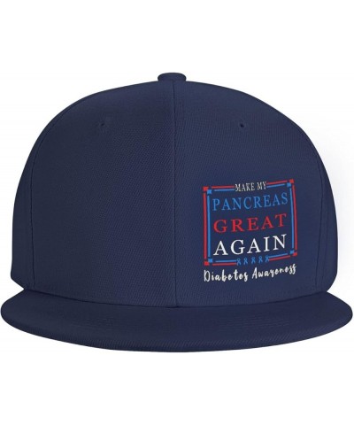 Snapback Baseball Cap Make My Pancreas Great Again Diabetes Awareness Hat for Men Women Navy Blue $11.54 Baseball Caps