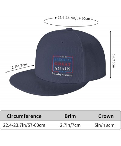 Snapback Baseball Cap Make My Pancreas Great Again Diabetes Awareness Hat for Men Women Navy Blue $11.54 Baseball Caps