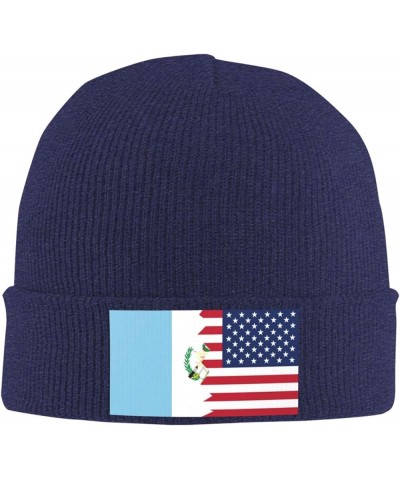 Half Guatemala American Flag Cozy Knitted Hat for Winter - Warm Comfort Black Navy Blue $12.47 Skullies & Beanies