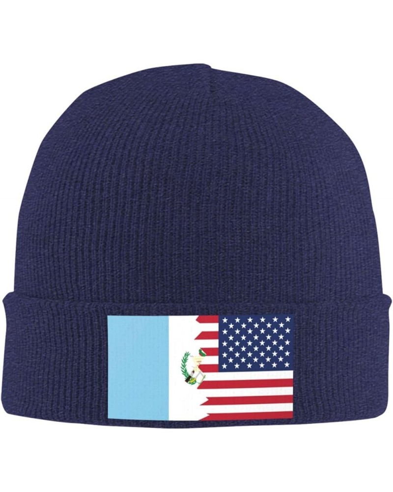 Half Guatemala American Flag Cozy Knitted Hat for Winter - Warm Comfort Black Navy Blue $12.47 Skullies & Beanies