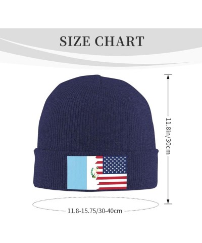 Half Guatemala American Flag Cozy Knitted Hat for Winter - Warm Comfort Black Navy Blue $12.47 Skullies & Beanies