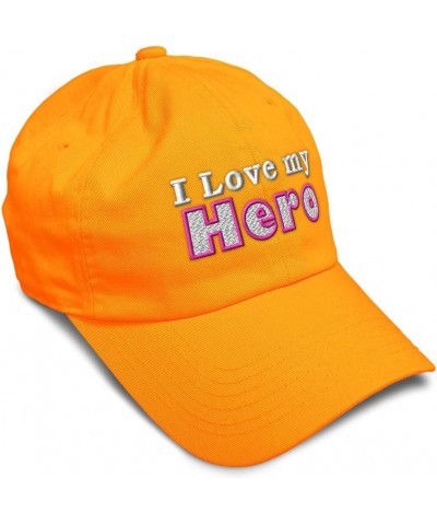 Soft Baseball Cap I Love My Hero Cotton Dad Hats for Men & Women Orange $15.11 Baseball Caps