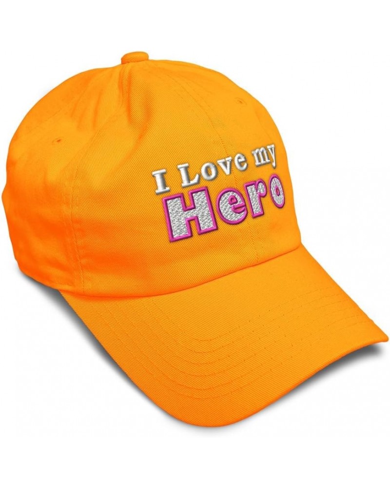 Soft Baseball Cap I Love My Hero Cotton Dad Hats for Men & Women Orange $15.11 Baseball Caps