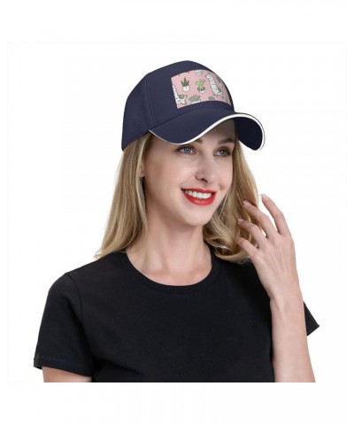 Alpaca and Cactus Print Casual Sandwich Baseball Caps, Adjustable Men's and Women's Caps, Classic Caps Navy Blue $11.98 Baseb...