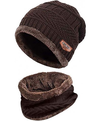 Cap Scarf Winter Windproof Thicken Two-Piece Warm Men and Knit Hat Baseball Caps Coffee $9.30 Baseball Caps