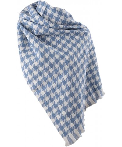 Womens Classic Tassel Plaid Scarf Winter Warm Soft Chunky Large Blanket Wrap Thermal Cold Weather Shawl Light Blue $8.99 Scarves