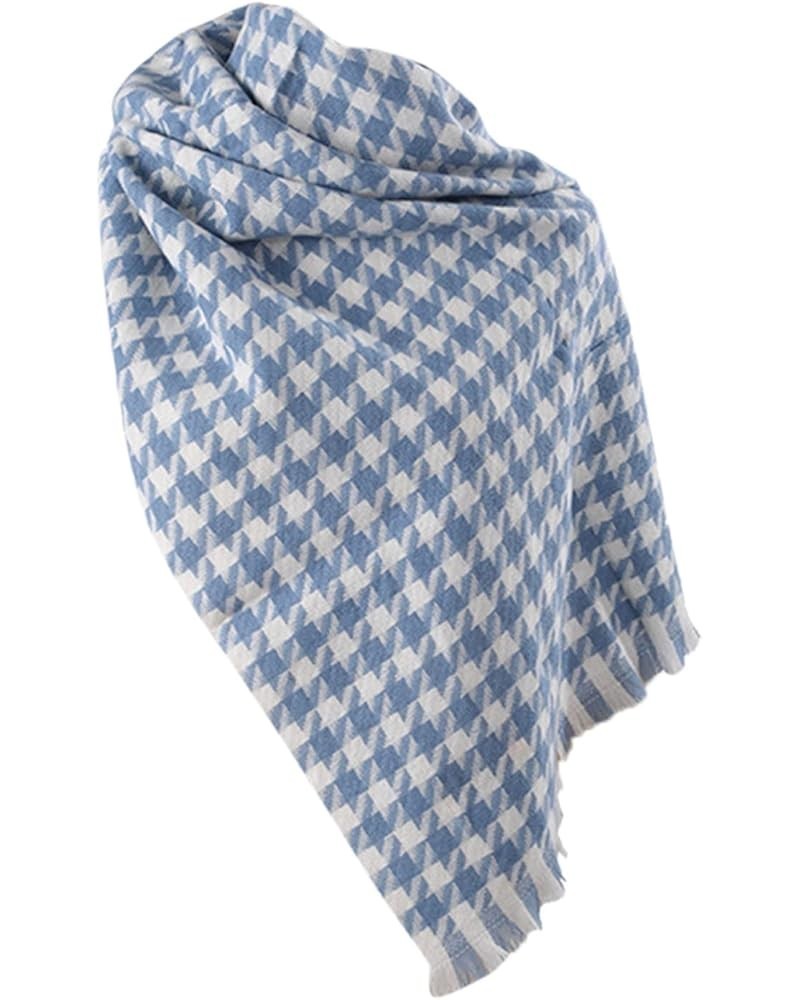 Womens Classic Tassel Plaid Scarf Winter Warm Soft Chunky Large Blanket Wrap Thermal Cold Weather Shawl Light Blue $8.99 Scarves