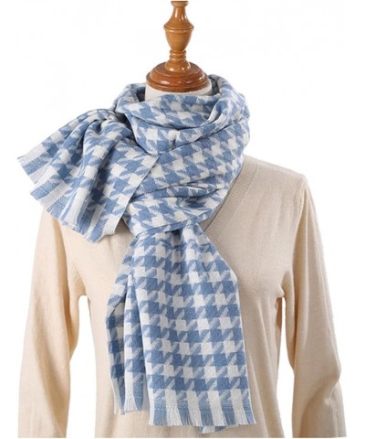 Womens Classic Tassel Plaid Scarf Winter Warm Soft Chunky Large Blanket Wrap Thermal Cold Weather Shawl Light Blue $8.99 Scarves