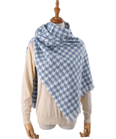 Womens Classic Tassel Plaid Scarf Winter Warm Soft Chunky Large Blanket Wrap Thermal Cold Weather Shawl Light Blue $8.99 Scarves