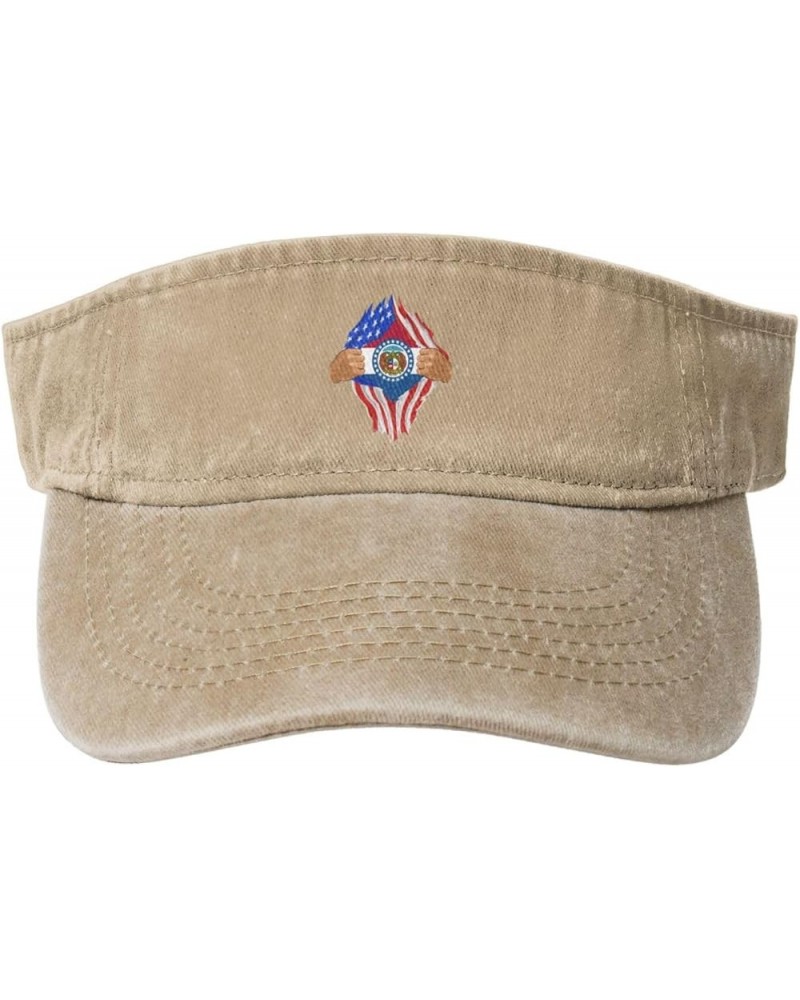 Hand Tear Flag of Missouri Sun Hat Sun Visor Hats for Women Men Baseball Cap Golf Hats Natural $12.55 Visors