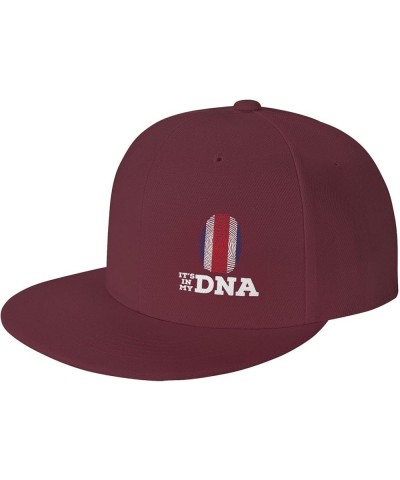 Costa Rica It's in My DNA Snapback Hat Baseball Cap for Men Women Hip Hop Style Flat-Brimmed Hats Dark Red $9.28 Baseball Caps