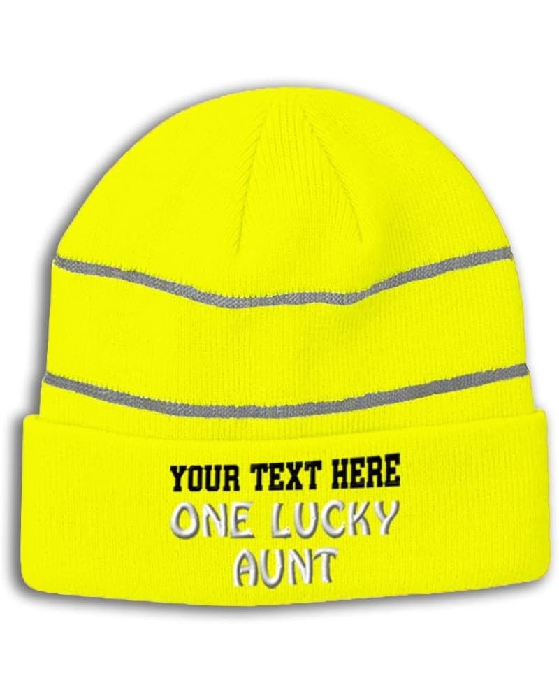 Custom Reflective Beanie 1 Lucky Aunt Blessed Family B Aunt Acrylic High Visibility Running Gear for Men & Women 1 Size Neon ...