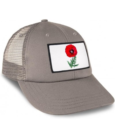 Patch Hat Trucker Baseball Cap Poppy Red Vintage Look Botanical & Flowers Poppy Grey Rectangle Patch $14.03 Baseball Caps