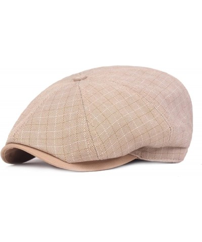 Lattice Spring Autumn Short Brim Men Newsboy Hat Painter Hat Elasticity Splicing Beret Peaked Cap (Color : A, Size : 56-59CM)...