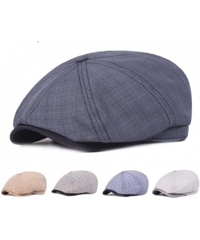 Lattice Spring Autumn Short Brim Men Newsboy Hat Painter Hat Elasticity Splicing Beret Peaked Cap (Color : A, Size : 56-59CM)...