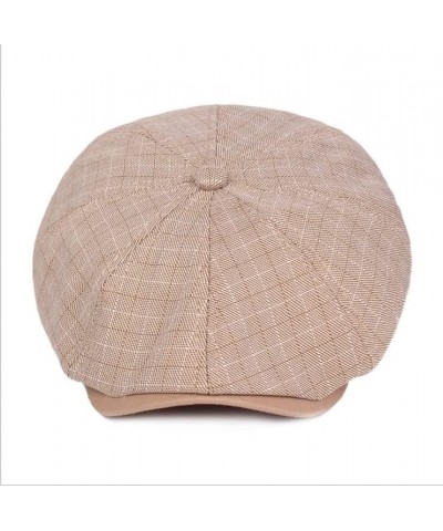 Lattice Spring Autumn Short Brim Men Newsboy Hat Painter Hat Elasticity Splicing Beret Peaked Cap (Color : A, Size : 56-59CM)...