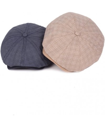 Lattice Spring Autumn Short Brim Men Newsboy Hat Painter Hat Elasticity Splicing Beret Peaked Cap (Color : A, Size : 56-59CM)...