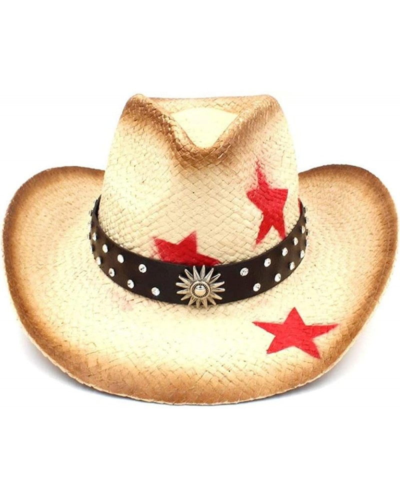 Unisex Western Cowboy Straw Hat with Tassel Ribbon Star Dad Hat Cowboy Girl Jazz Hat C8 Caw $14.00 Cowboy Hats