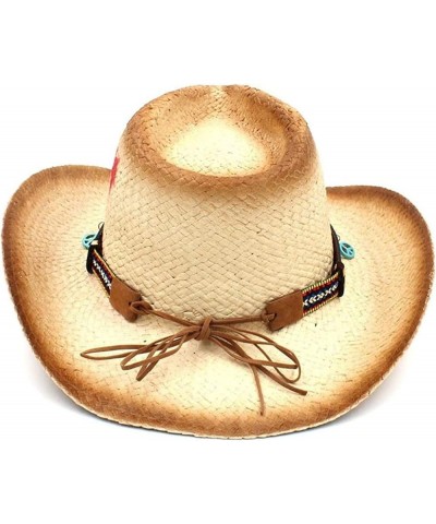 Unisex Western Cowboy Straw Hat with Tassel Ribbon Star Dad Hat Cowboy Girl Jazz Hat C8 Caw $14.00 Cowboy Hats