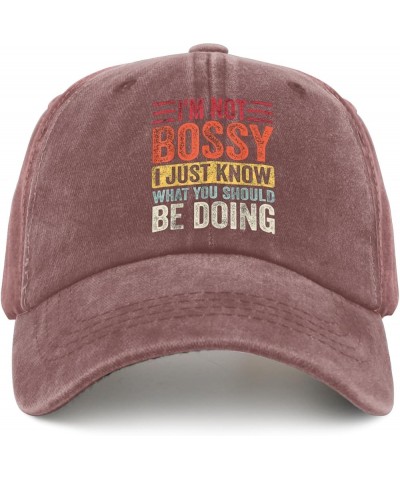 I'm Not Bossy I Just Know What You Should Be Doing Hat Funny Hats for Women Men Pigment Black Funny Hats Wine Red $11.72 Cowb...