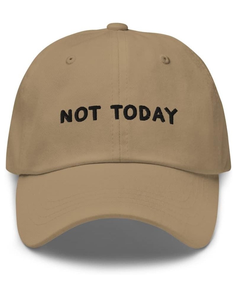 Not Today Embroidered Baseball Cap Cotton Unisex Funny Sarcastic Hat Adjustable Minimalist Dad Hat Khaki $19.86 Baseball Caps