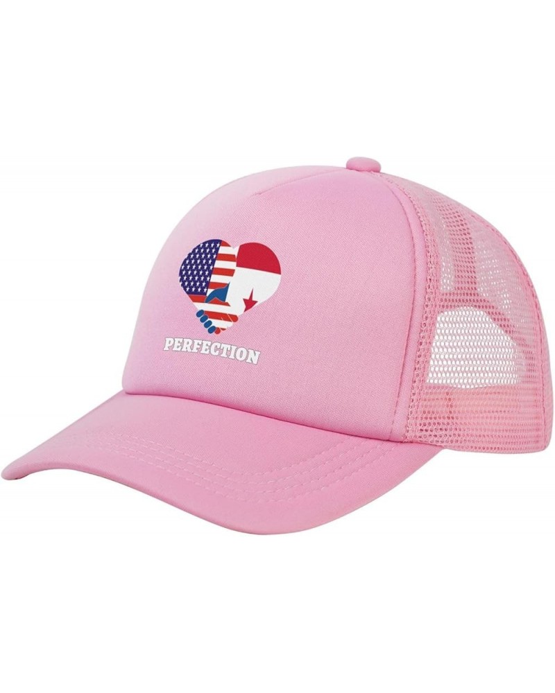 Trucker Hat Mesh Baseball Cap Adjustable Dad Hat Unisex Pink $11.48 Baseball Caps