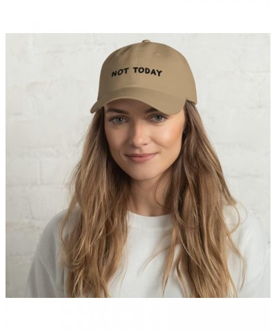 Not Today Embroidered Baseball Cap Cotton Unisex Funny Sarcastic Hat Adjustable Minimalist Dad Hat Khaki $19.86 Baseball Caps