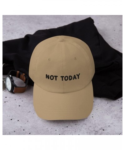 Not Today Embroidered Baseball Cap Cotton Unisex Funny Sarcastic Hat Adjustable Minimalist Dad Hat Khaki $19.86 Baseball Caps