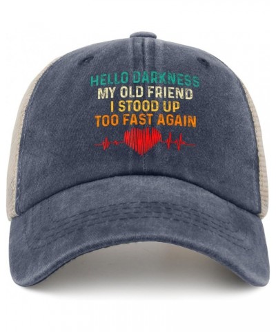 Hello Darknesss My Old Friend I Stood Up Tooo Fast Again Potss Hat Womens Fashionable Trucker Hat for Women Purplish Blue $10...