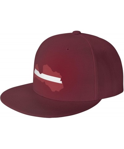 Latvia Flag Map Snapback Hat Adjustable Fashion Classic Snapback Hat for Men Women Black Dark Red $14.84 Baseball Caps